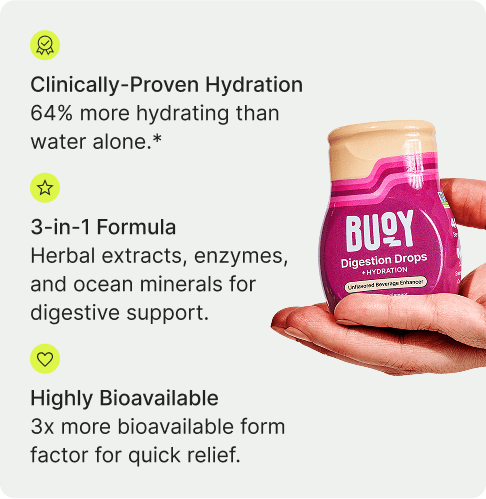 Digestion Drops. Clinically-Proven Hydration. 3-in-1 Formula. Highly Bioavailable.
