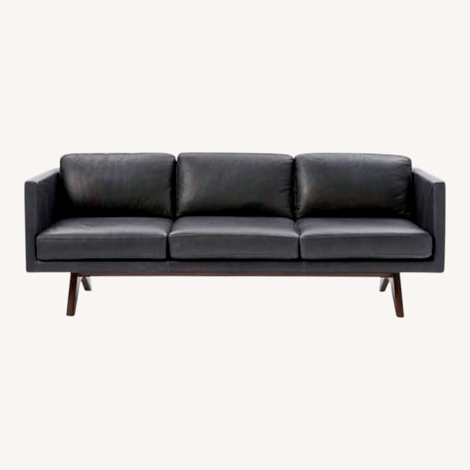Image of West Elm Brooklyn Black Leather Couch