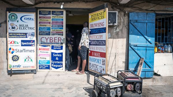 A cyber cafe in Lagos, Nigeria