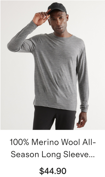 100% Merino Wool All-Season Long Sleeve Base Layer Tee