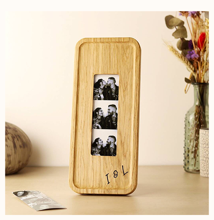 Personalised Solid Oak Photobooth Strip Frame With Photo Print Options