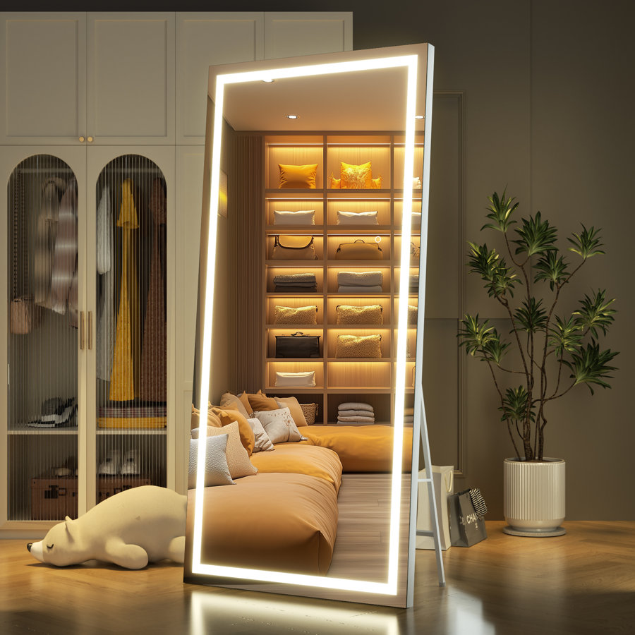 Modern & Contemporary Lighted Full-Length Mirror with Tempered Glass & 3-Year Warranty