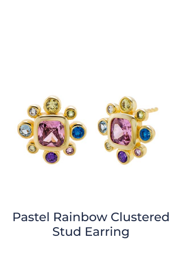 Pastel Rainbow Clustered Stud Earring