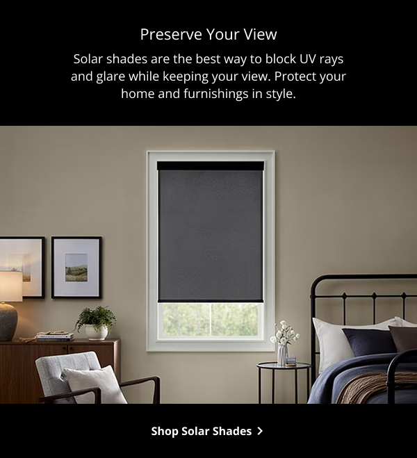 Preserve Your View | Solar shades are the best way to block UV rays and glare while keeping your view. Protect your home and furnishings in style. | SHOP SOLAR SHADES >
