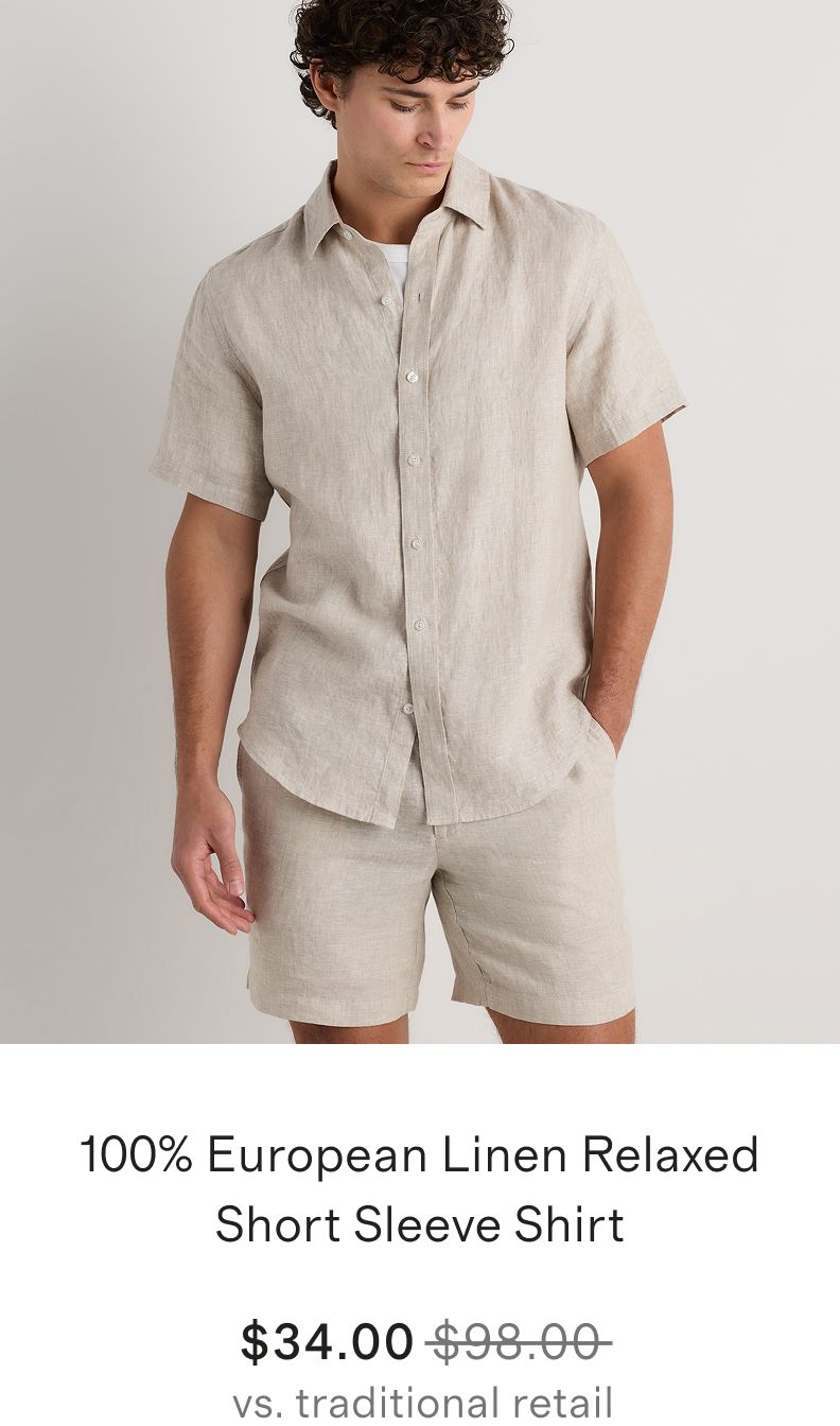 100% European Linen Relaxed Short Sleeve Shirt