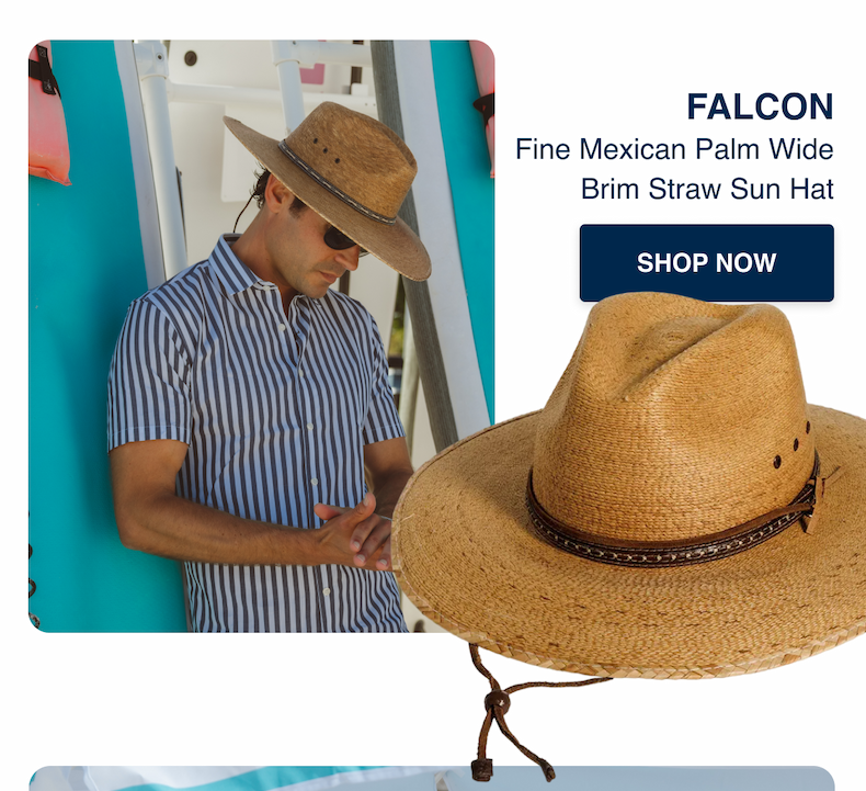 FALCON Fine Mexican Palm Wide Brim Straw Sun Hat
