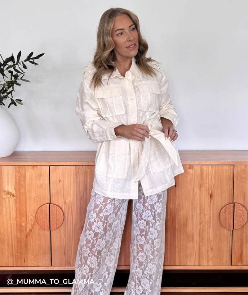 Still Storm Belted Safari Jacket - Cream