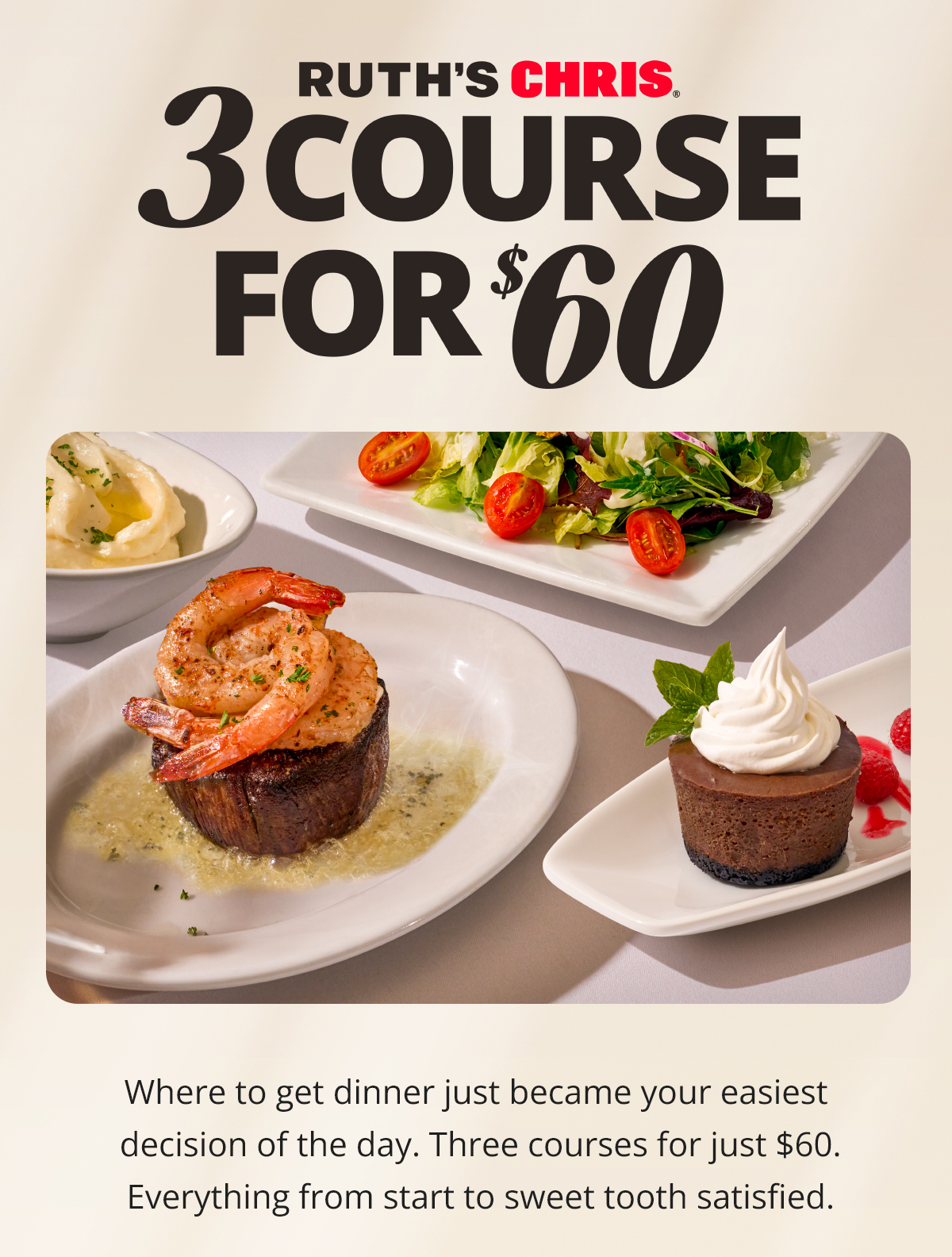 3 Course For $60