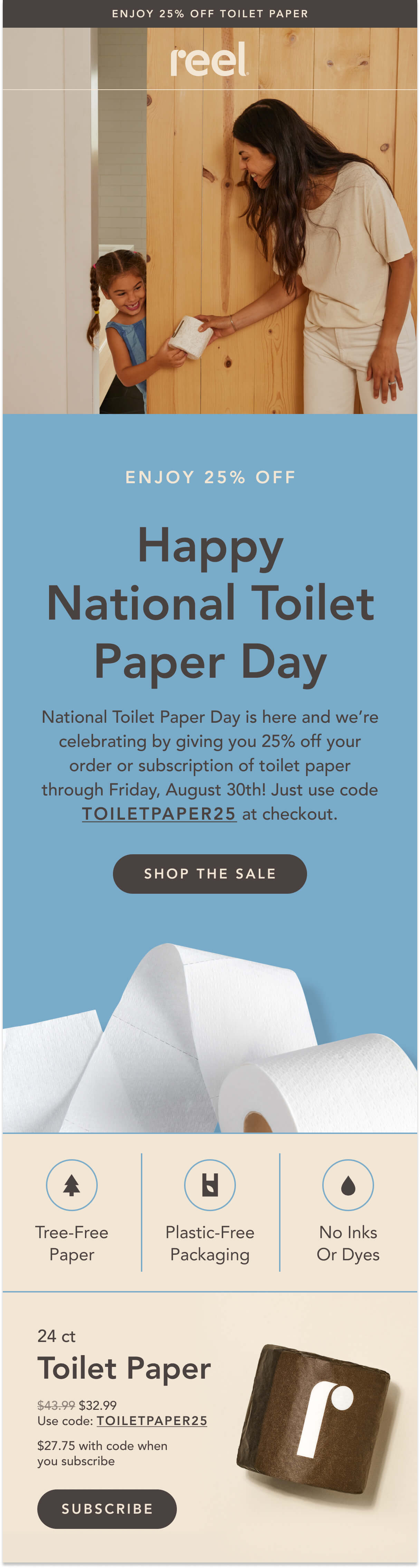Enjoy 25% off Toilet Paper