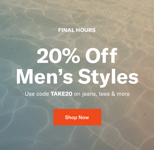 20% off Select Men's Styles