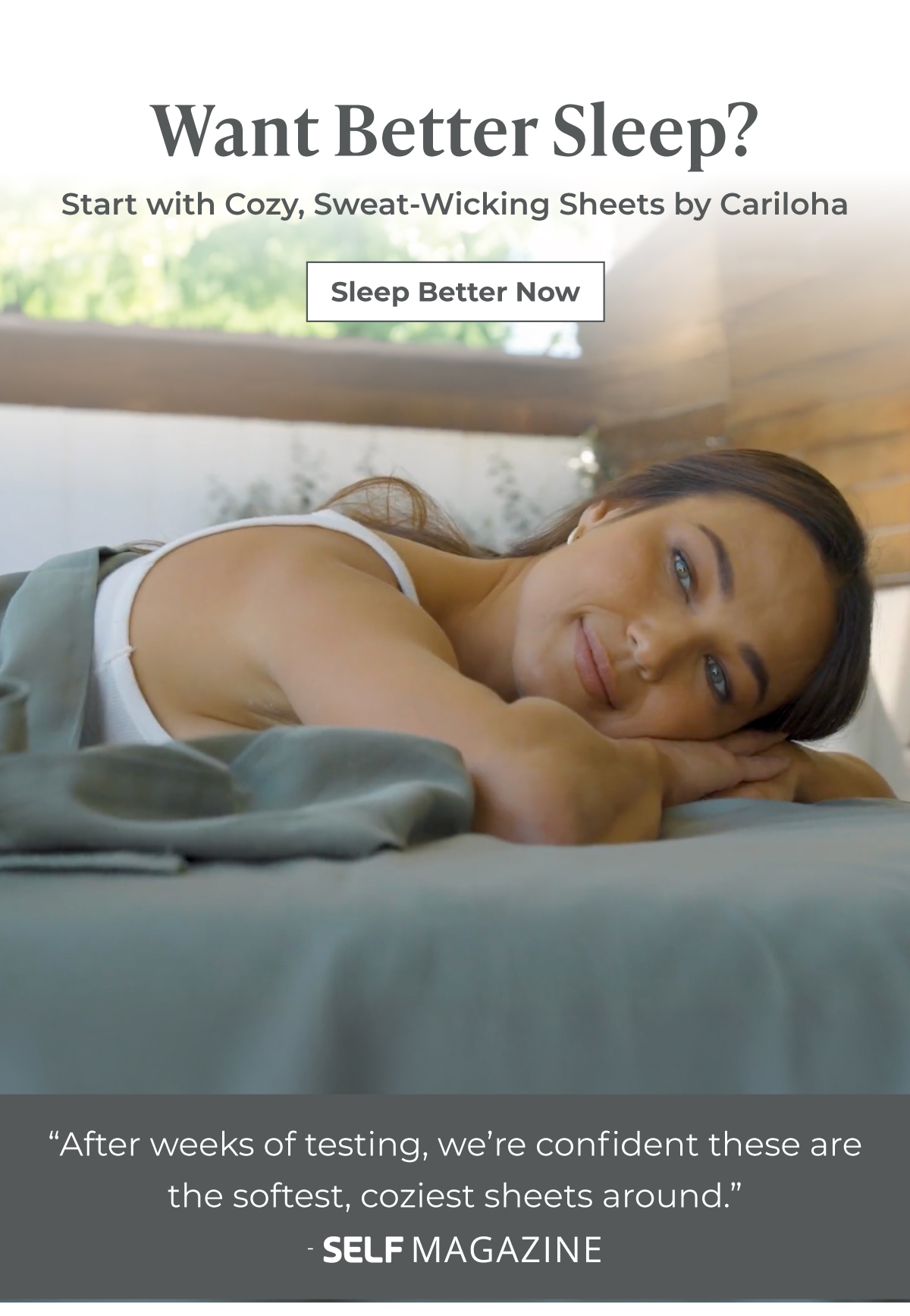 Want Better Sleep? Start with Cozy, Sweat-Wicking Sheets by Cariloha - SELF