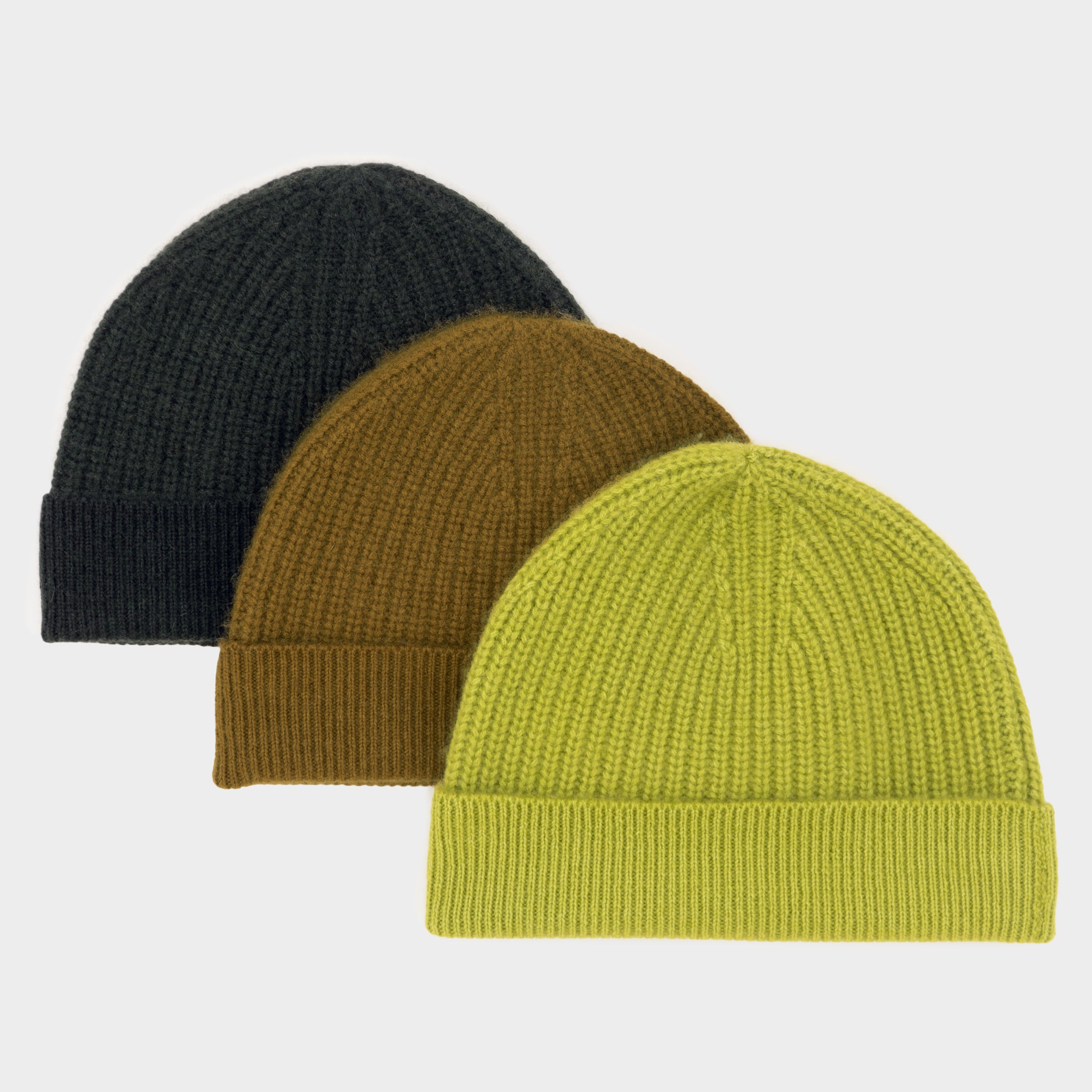 Image of Himalayan Cashmere Fisherman Ribbed Beanie - Arboretum Palette