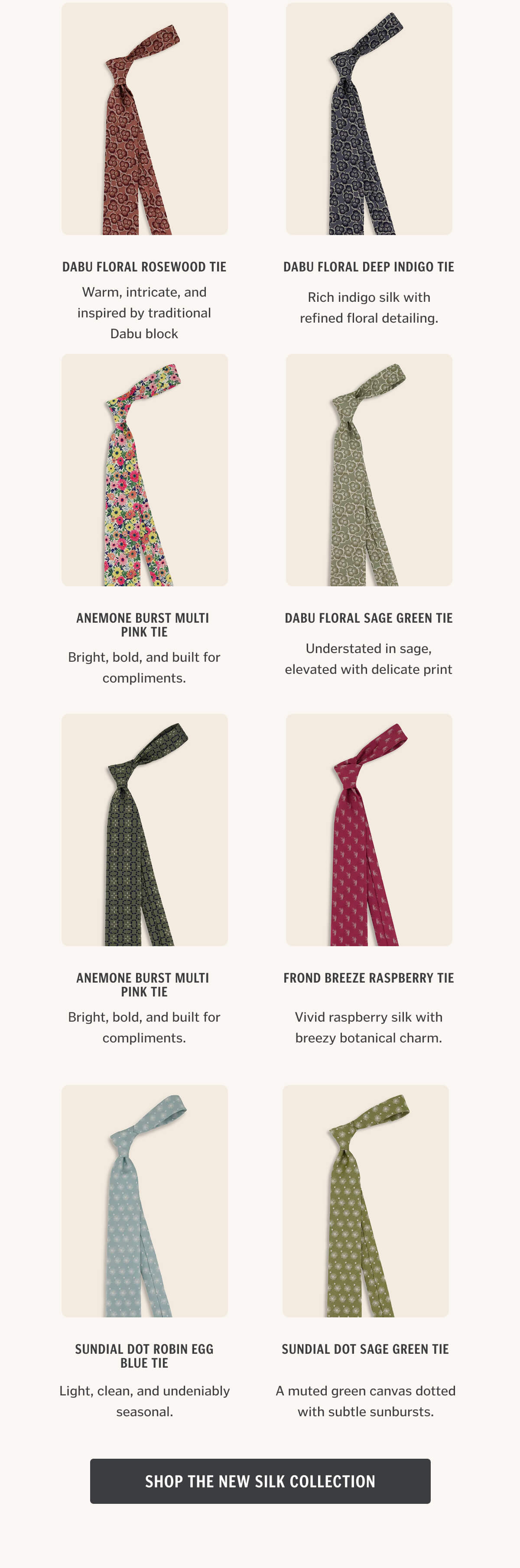 New Season, New Silk  Timeless designs meet spring-ready color.