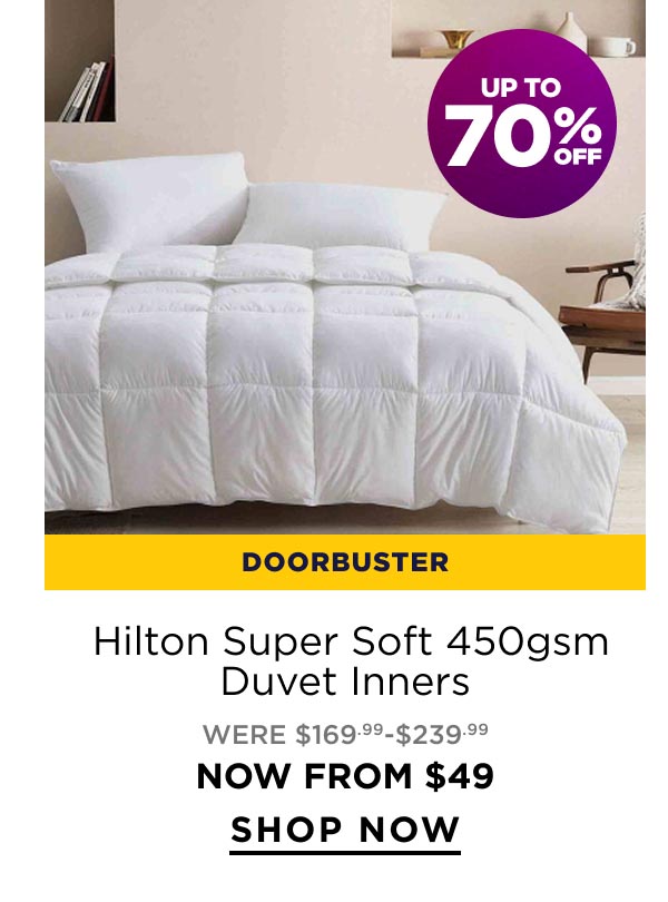 Up to 70% Off Hilton Super Soft 450gsm Duvet Inners