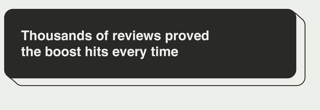 Thousands of reviews proved the boost hits every time