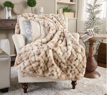 Hotel du Cobb Quilted Faux Fur Throw by Dennis Basso