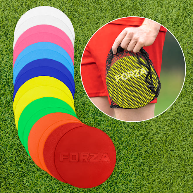 FORZA Flat Disc Markers, available in multiple colours with carry bag.