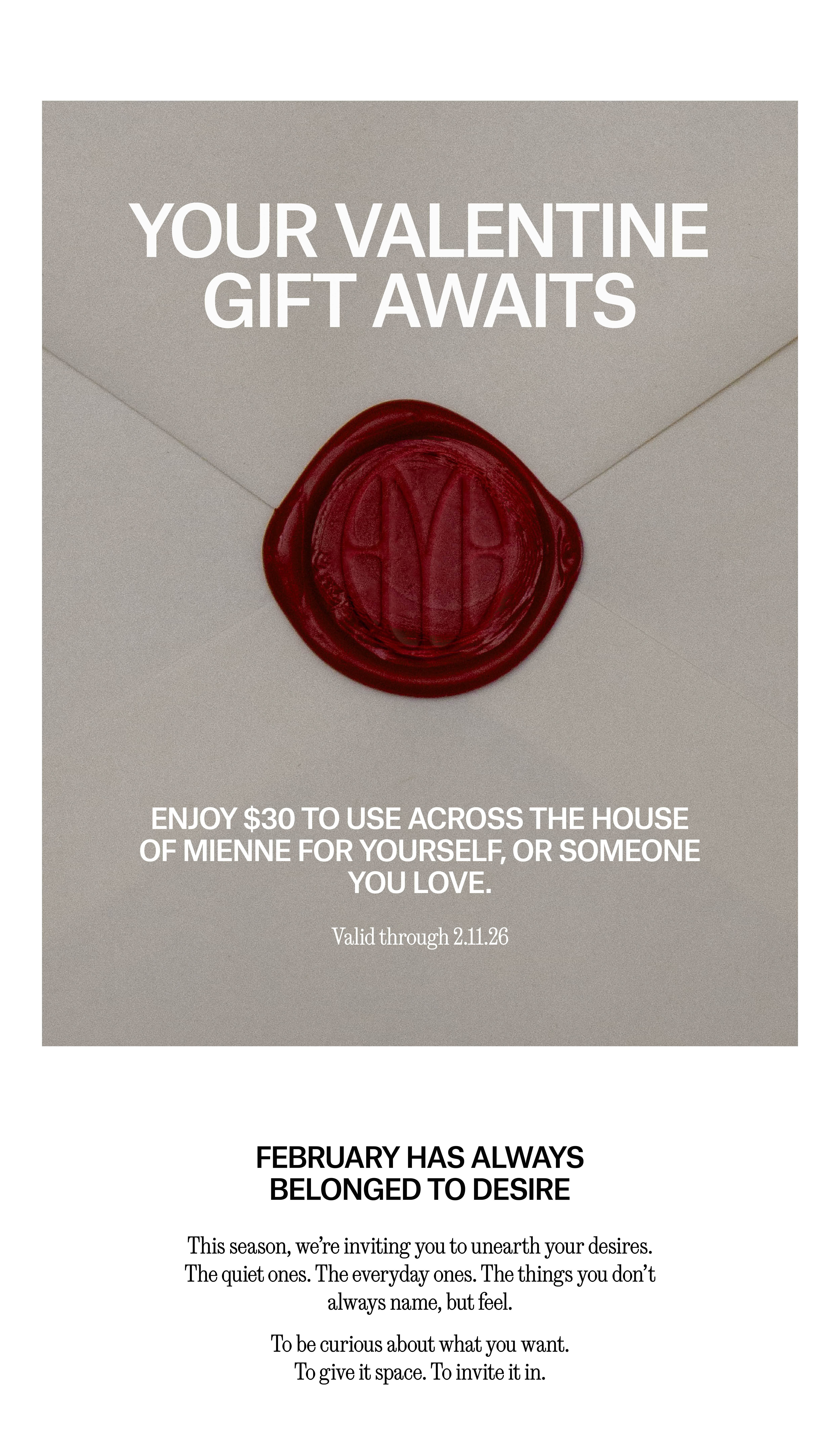 Take $30 off your next order with your unique code below
