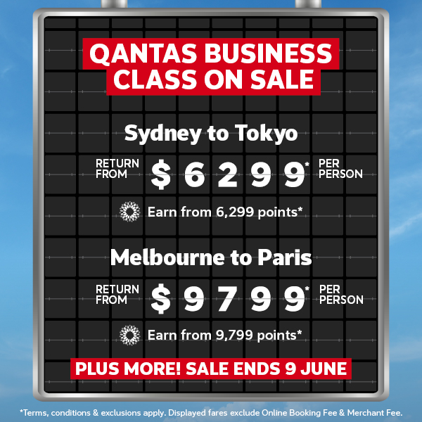 QANTAS BUSINESS CLASS ON SALE