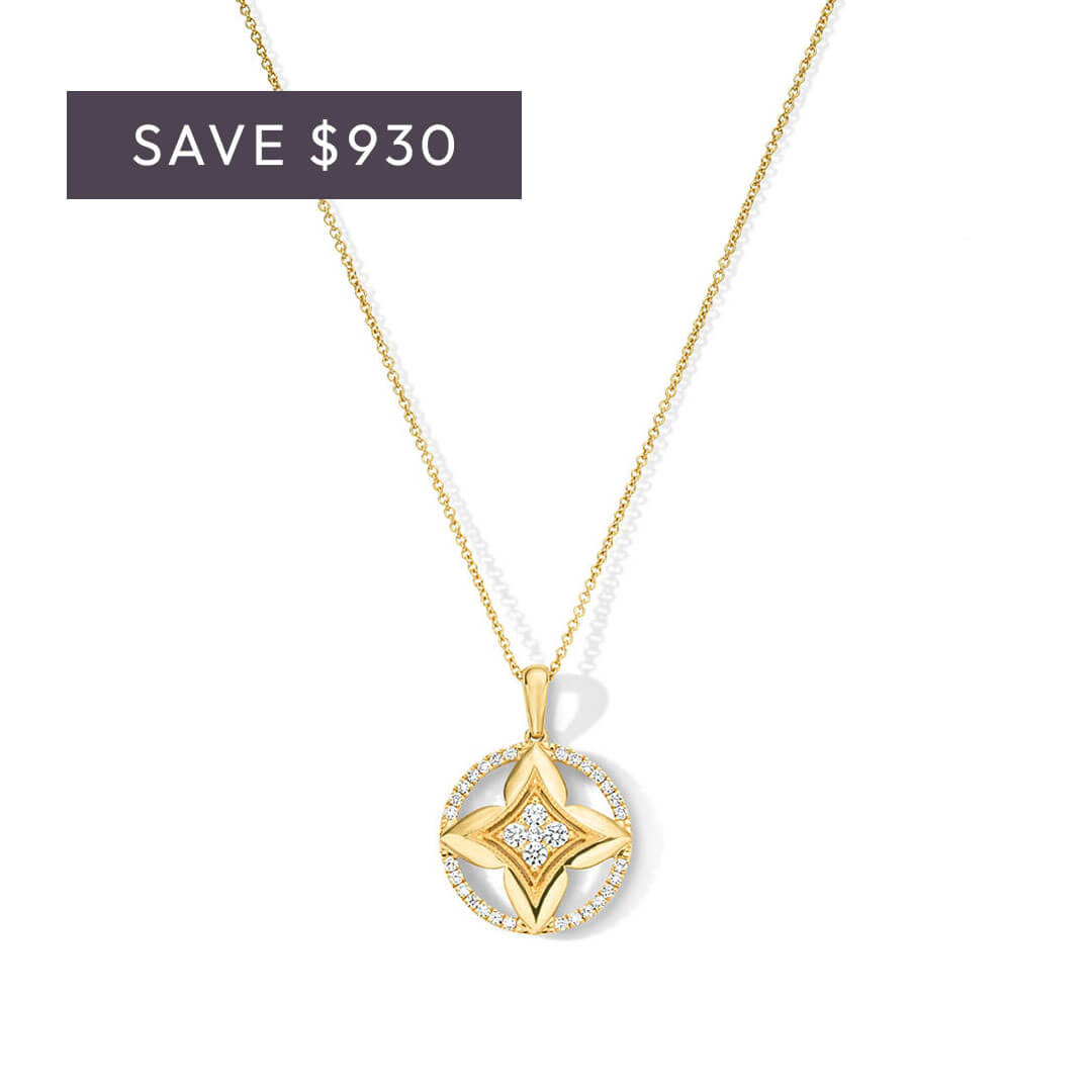 Diamond Circle Clover Medallion Necklace