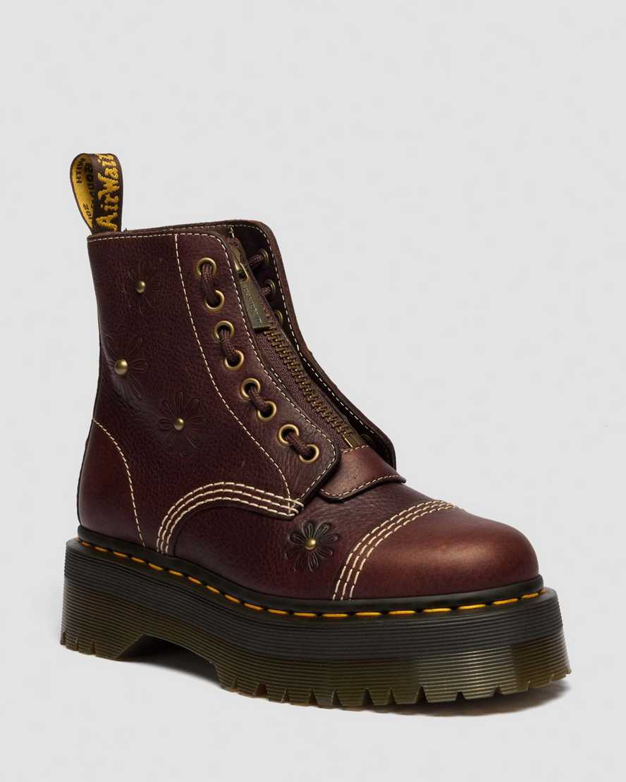 Image of Sinclair Flower Grizzly Leather Platform Boots