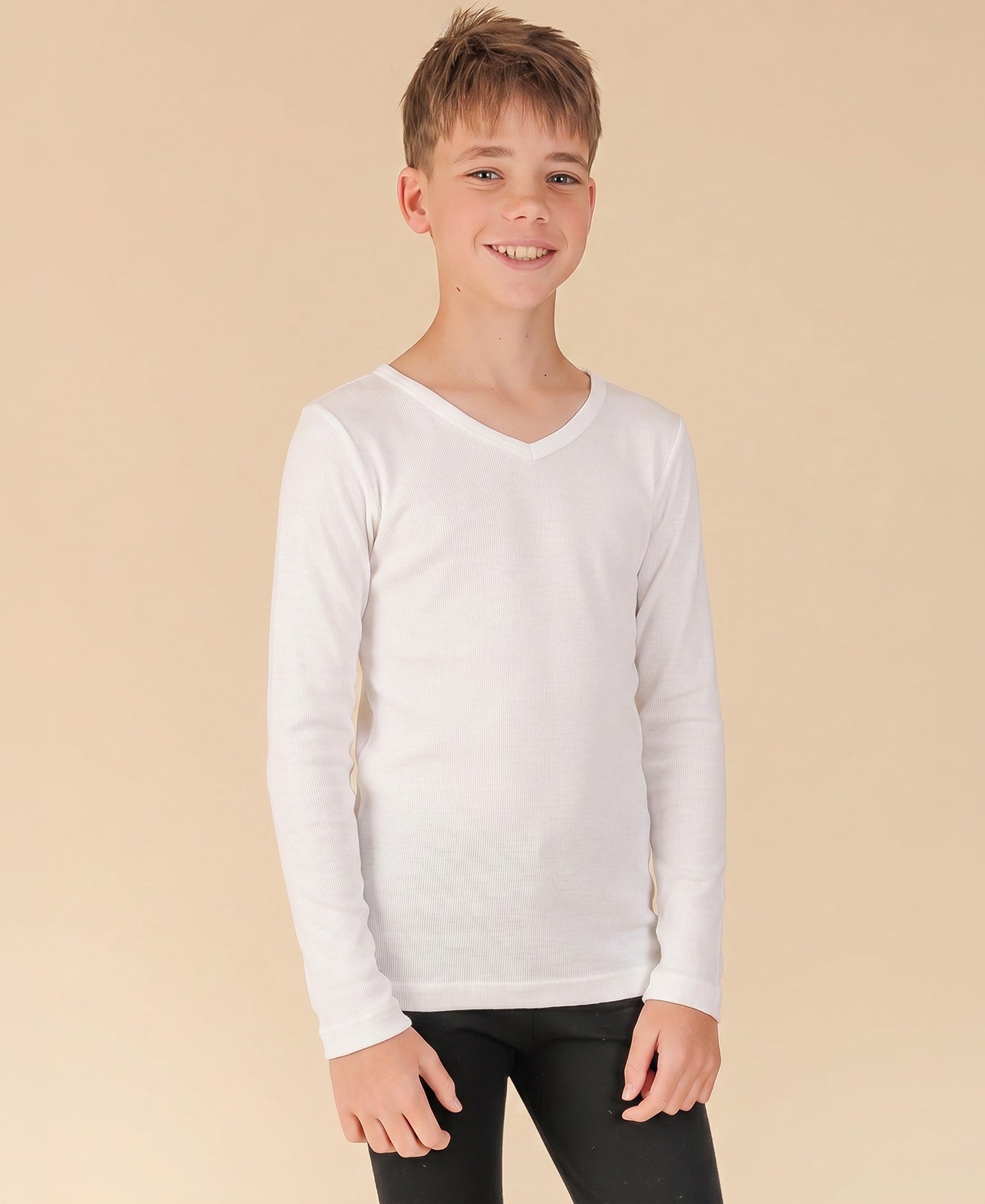Kids' V Neck School Thermal Long Sleeve Top