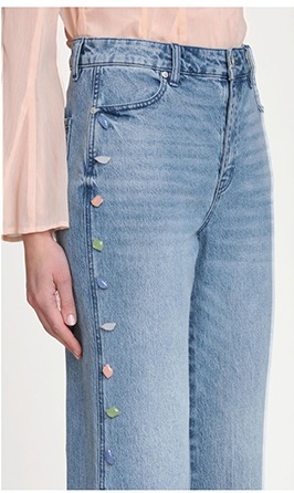 Stone Embellished Wide Leg Jeans
