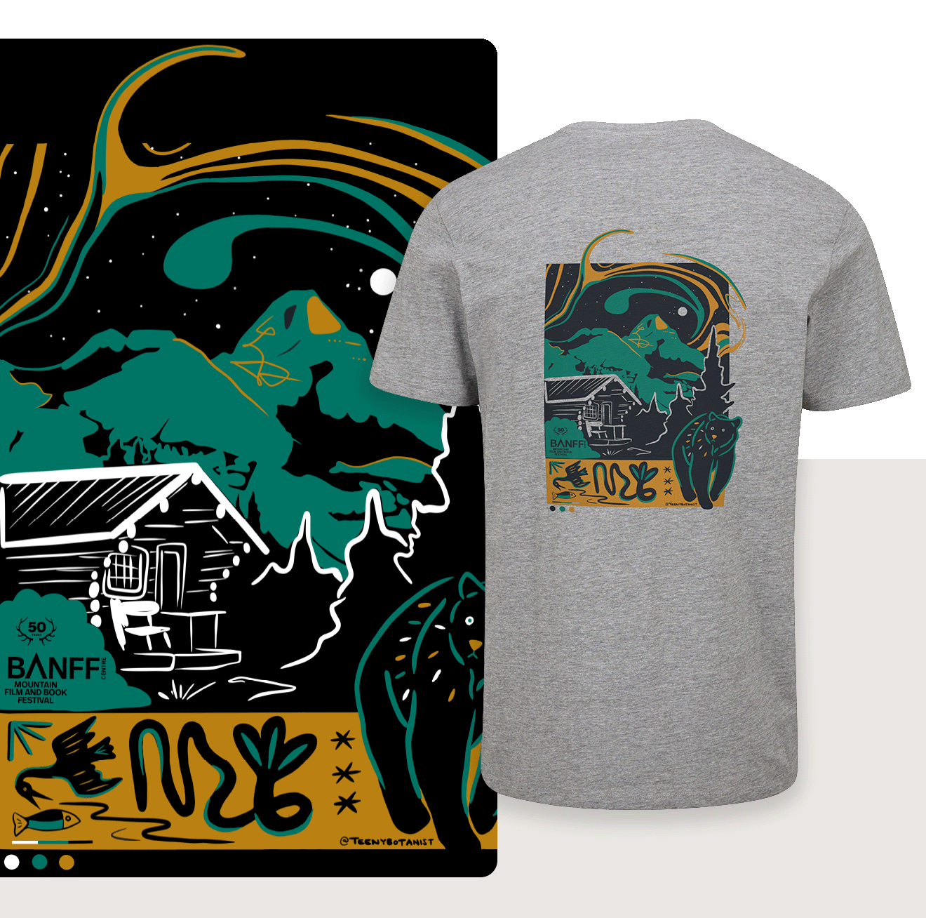 The official Banff artwork with an image of the official t-shirt with artwork graphic.