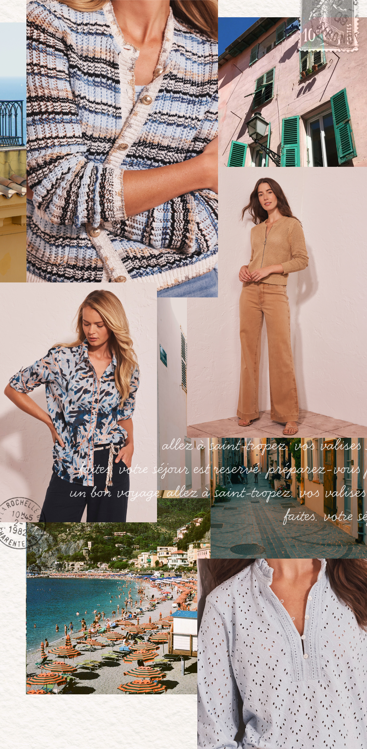 A fashion marketing collage with a travel theme. 