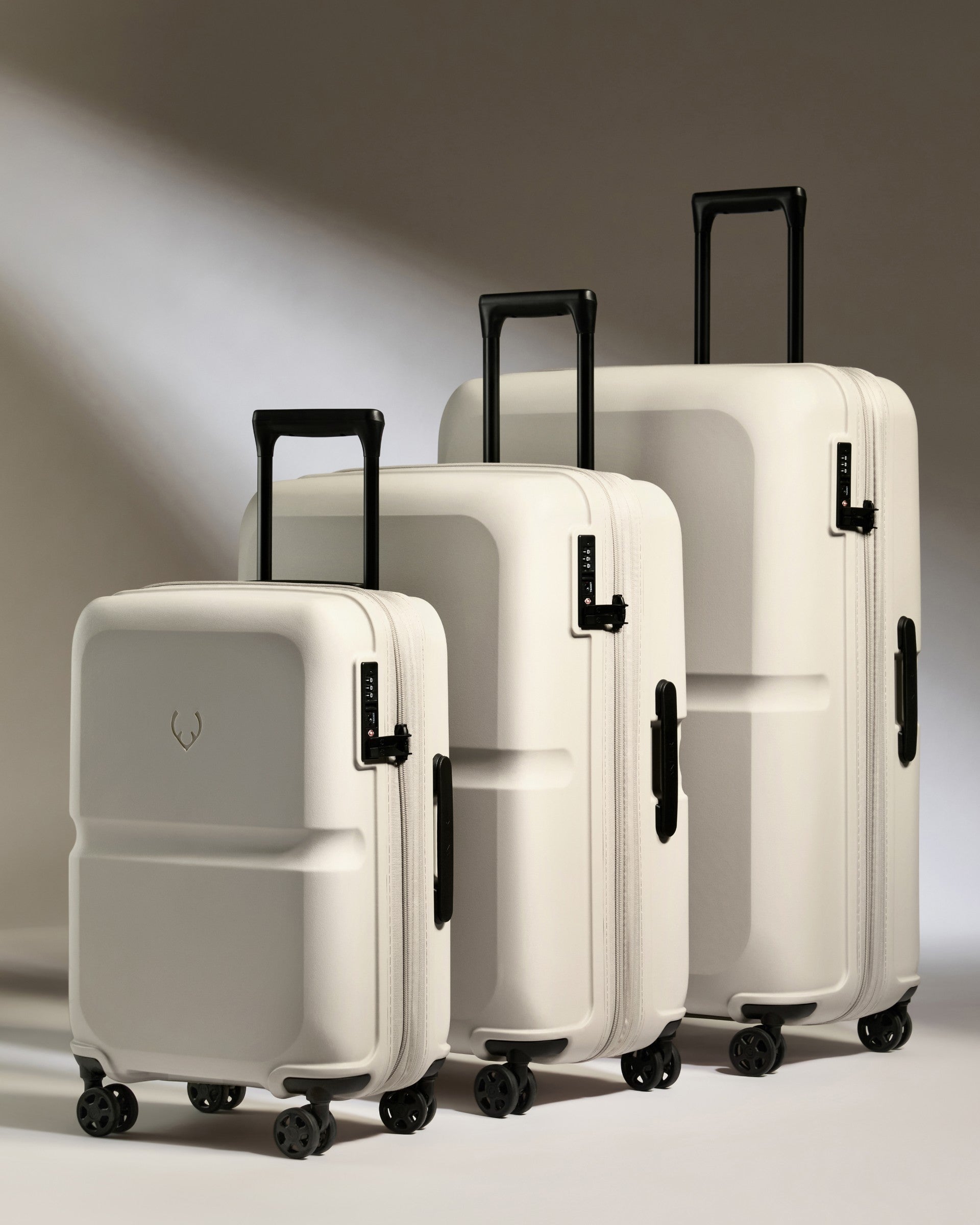 Image of Expandable Carry-on Luggage Set in Taupe - Single Stripe