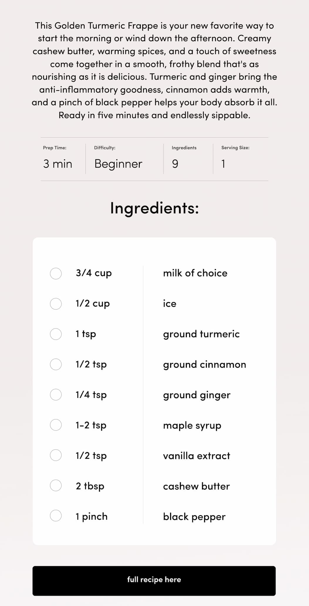 Golden Turmeric Frappe