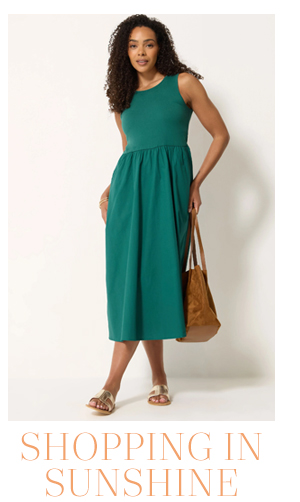 M&Co Green Sleeveless Cotton Midi Dress