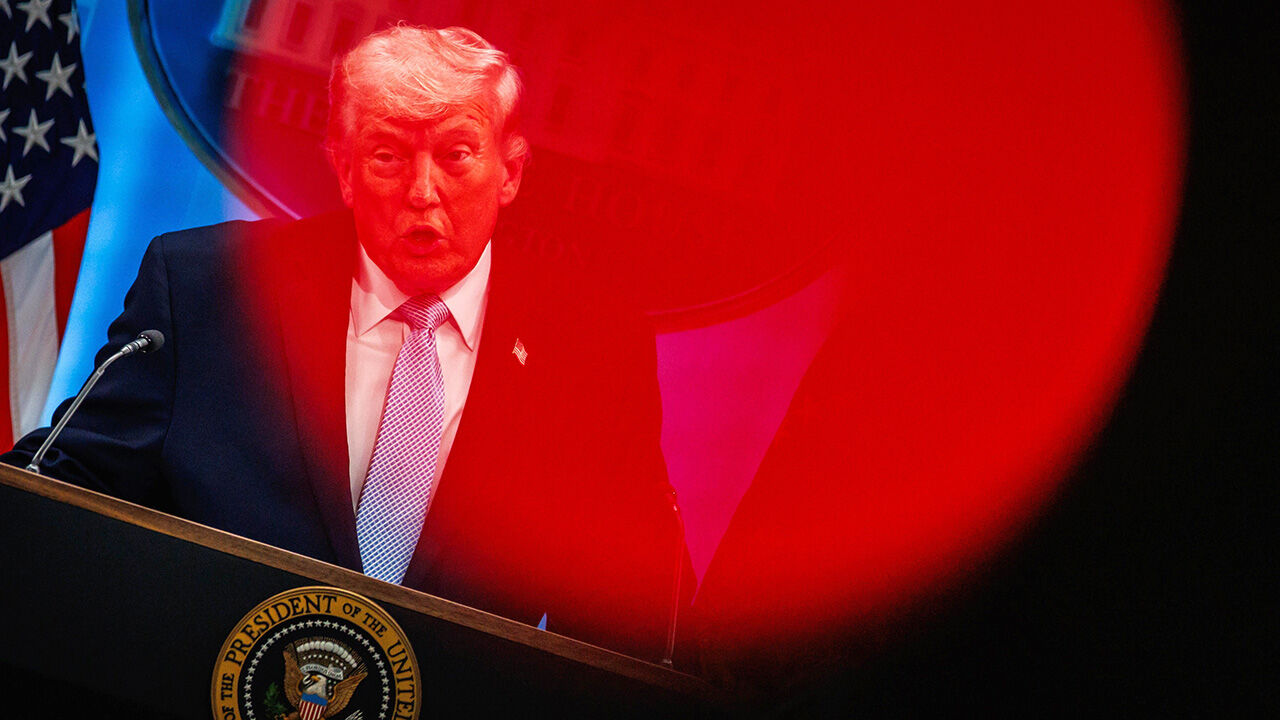President Donald Trump speaks during a press conference