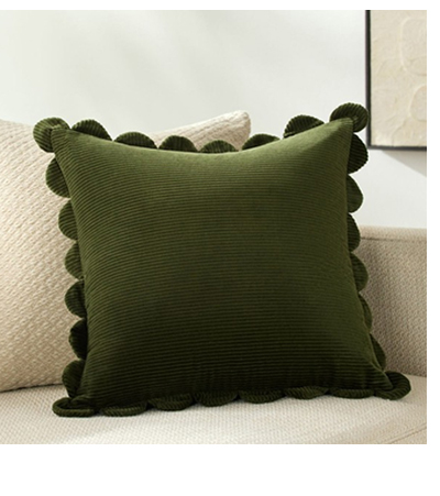 Sullie Updated Traditional Green Velvet Scallop Throw Pillow - 20x20