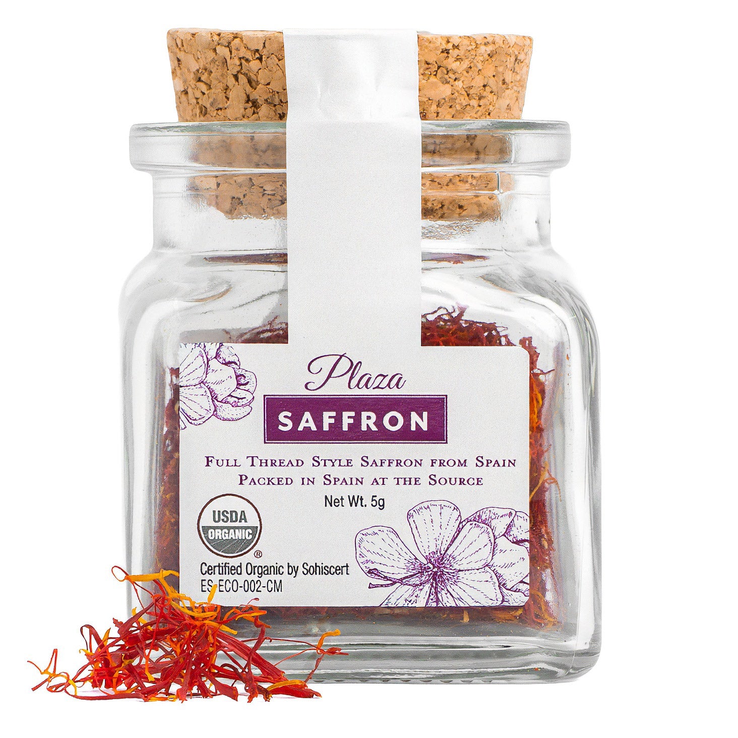Organic Full Thread Spanish Saffron, 5g Jar