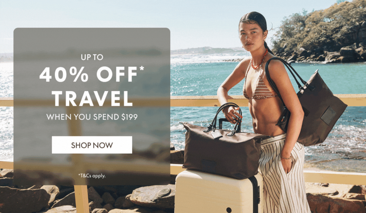 40% off* travel | $30 off Leather & guess
