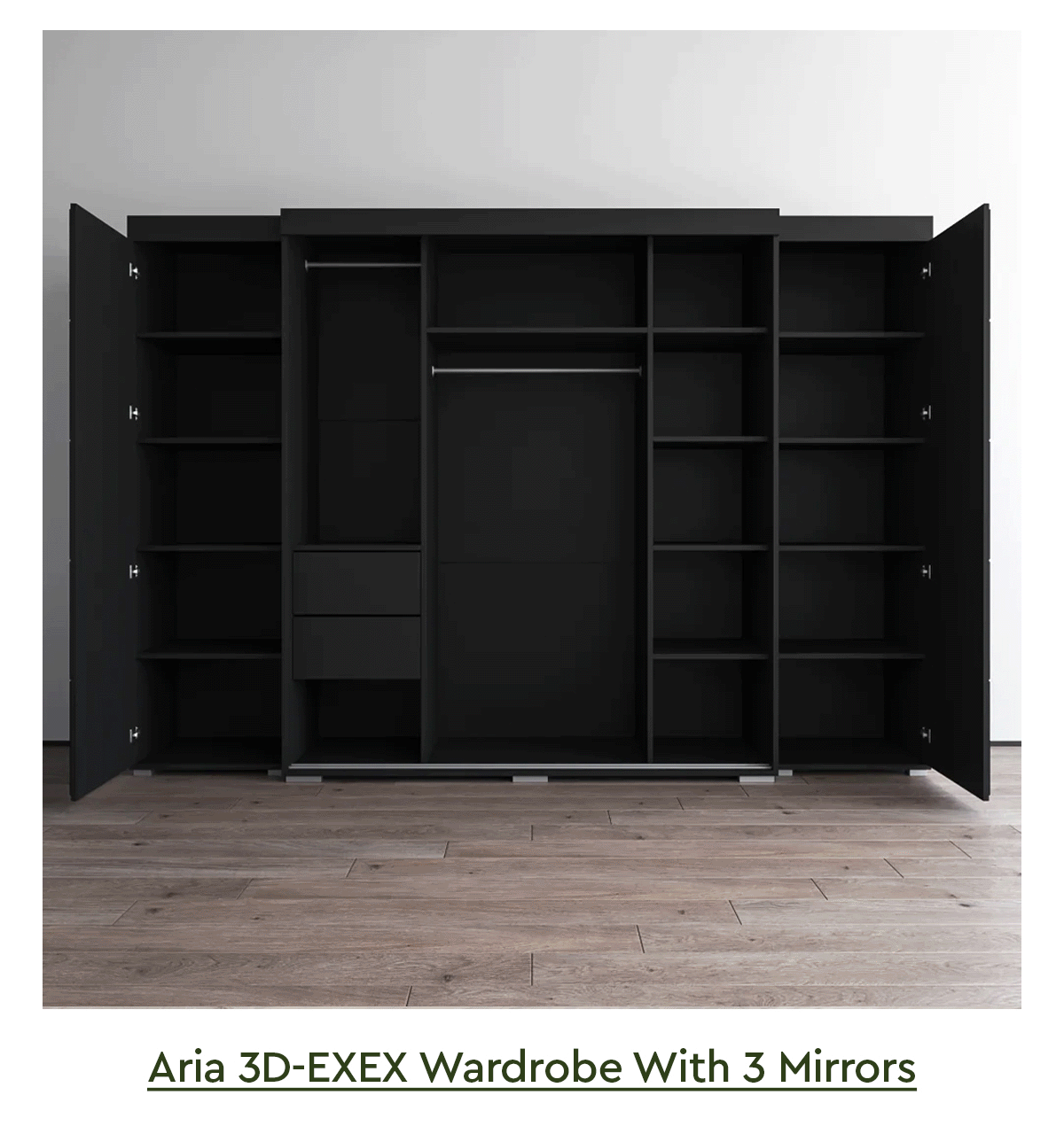 Aria 3D-EXEX Wardrobe With 3 Mirrors