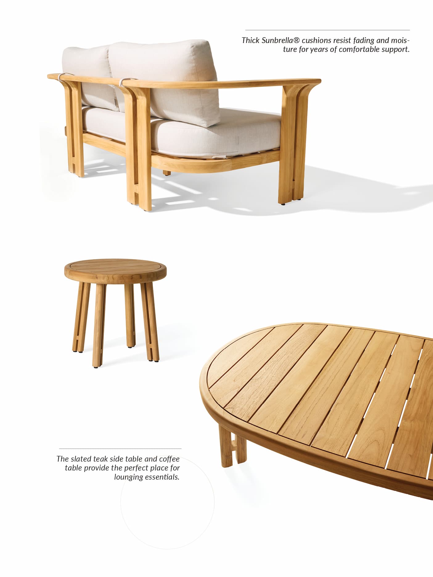 Ojai loveseat, side table and coffee table