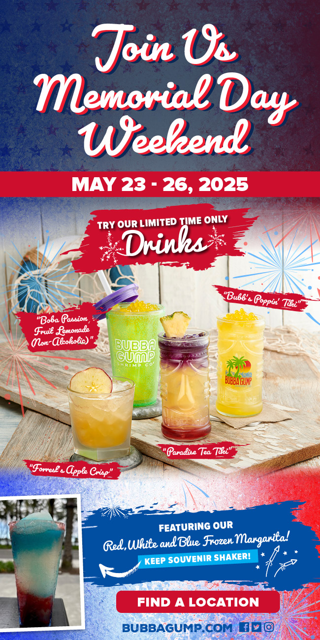 Memorial Day 2025 Stars, Stripes, and Sips! Memorial Day Weekend | May 23 - 26 Enjoy our Red, White, & Blue Frozen Margarita in our specialty shaker