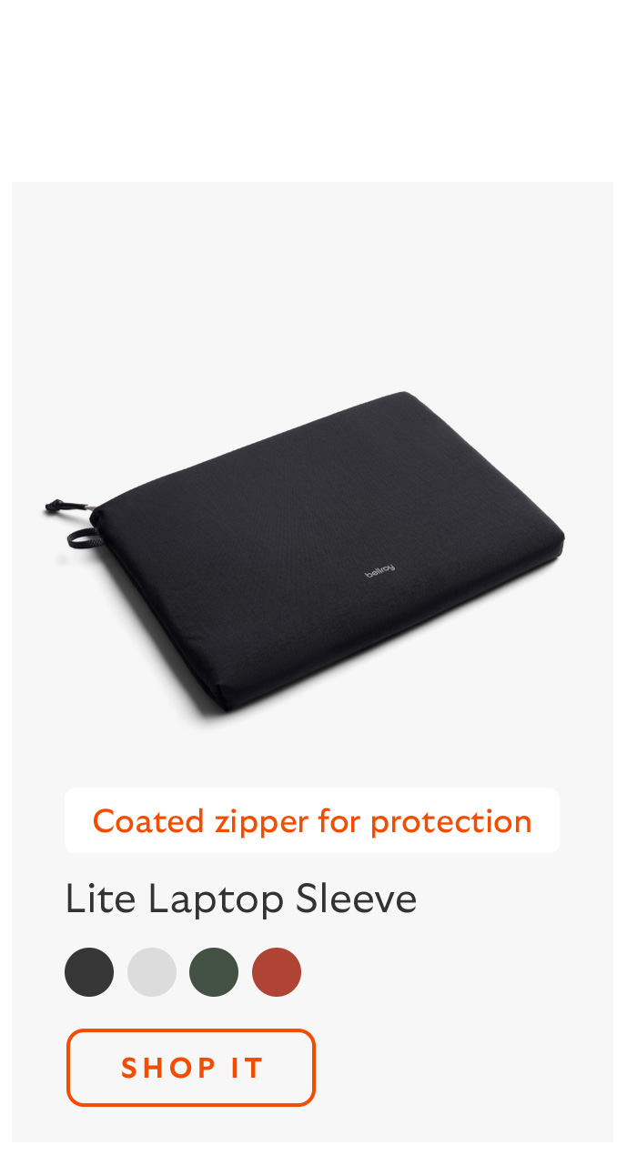 [Product name] Lite Laptop Sleeve [Starburst] Coated zipper for protection [CTA] Shop it