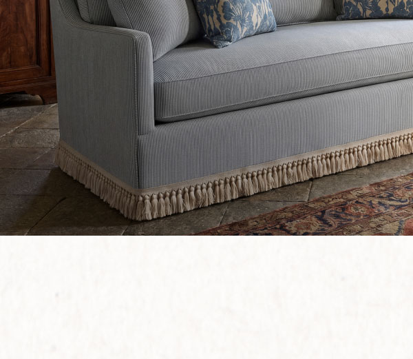 Lucinda Sunbrella Stripe Sofa With Fringe