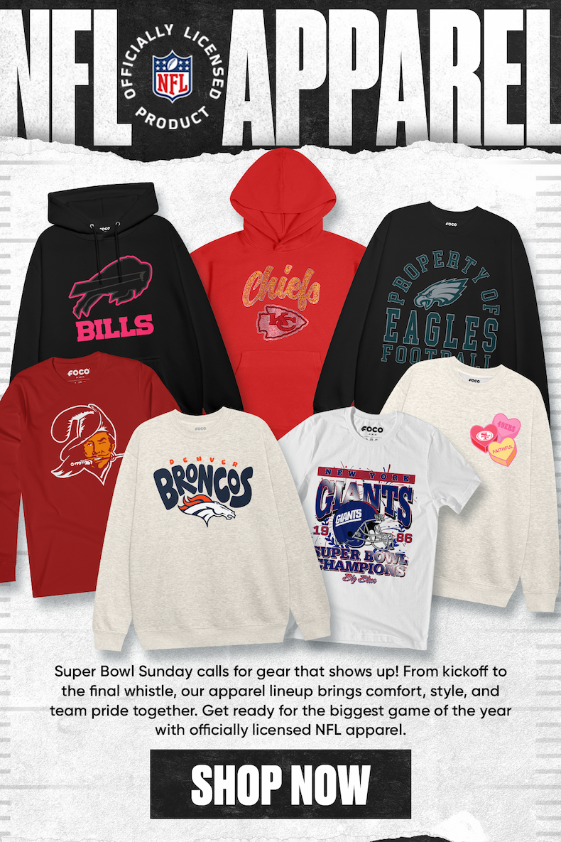 Football is coming to an end but fandom never does! Shop Officially Licensed NFL Apparel!