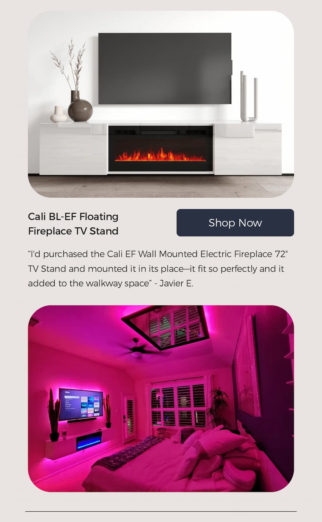 Cali BL-EF Floating Fireplace TV Stand