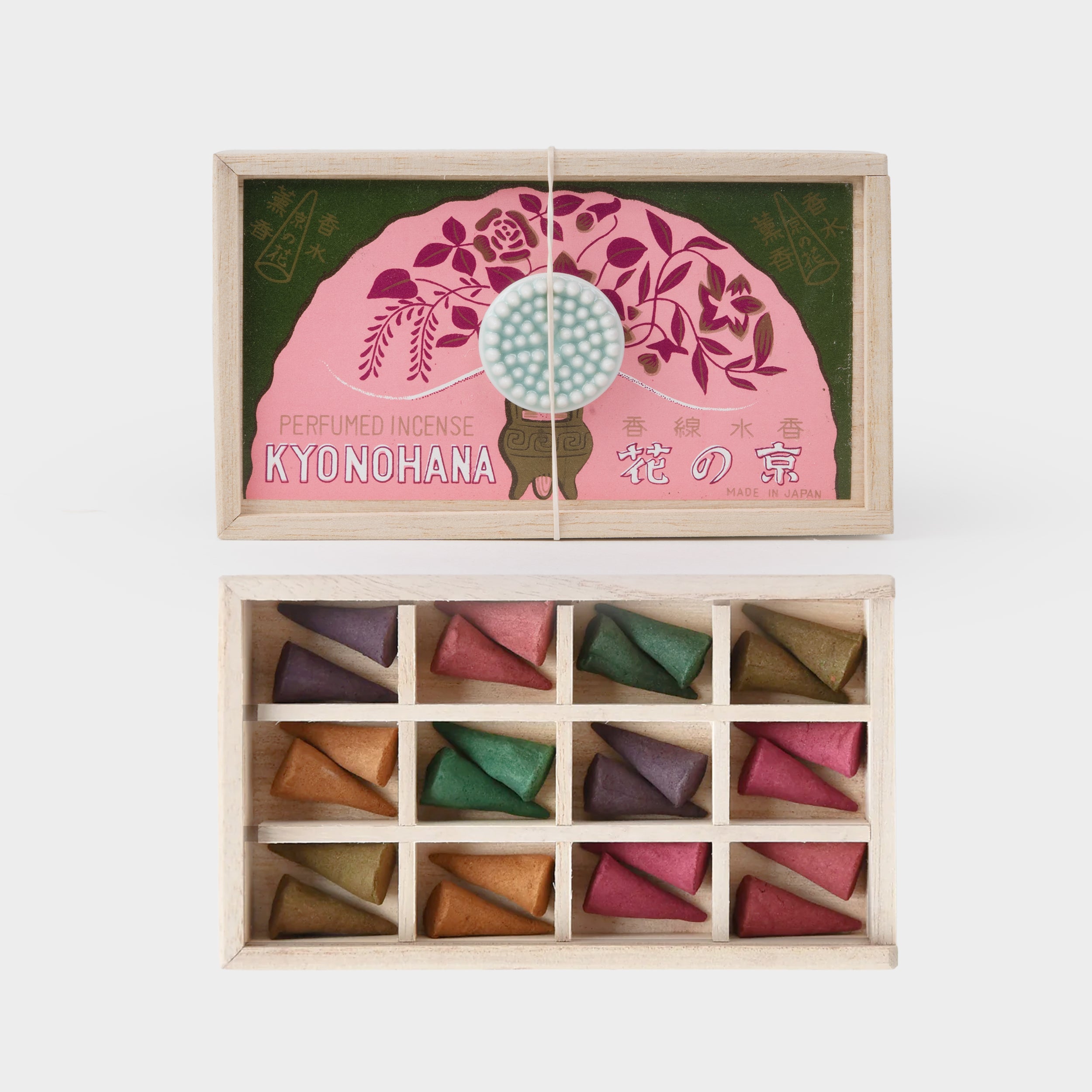 Image of Kyoto Flowers Incense Set with 12 Floral Scents with Disc Ceramic Holder