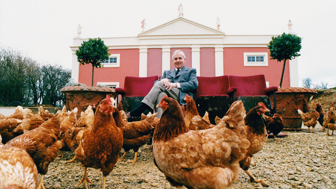 Martin Graham with chickens at Longborough