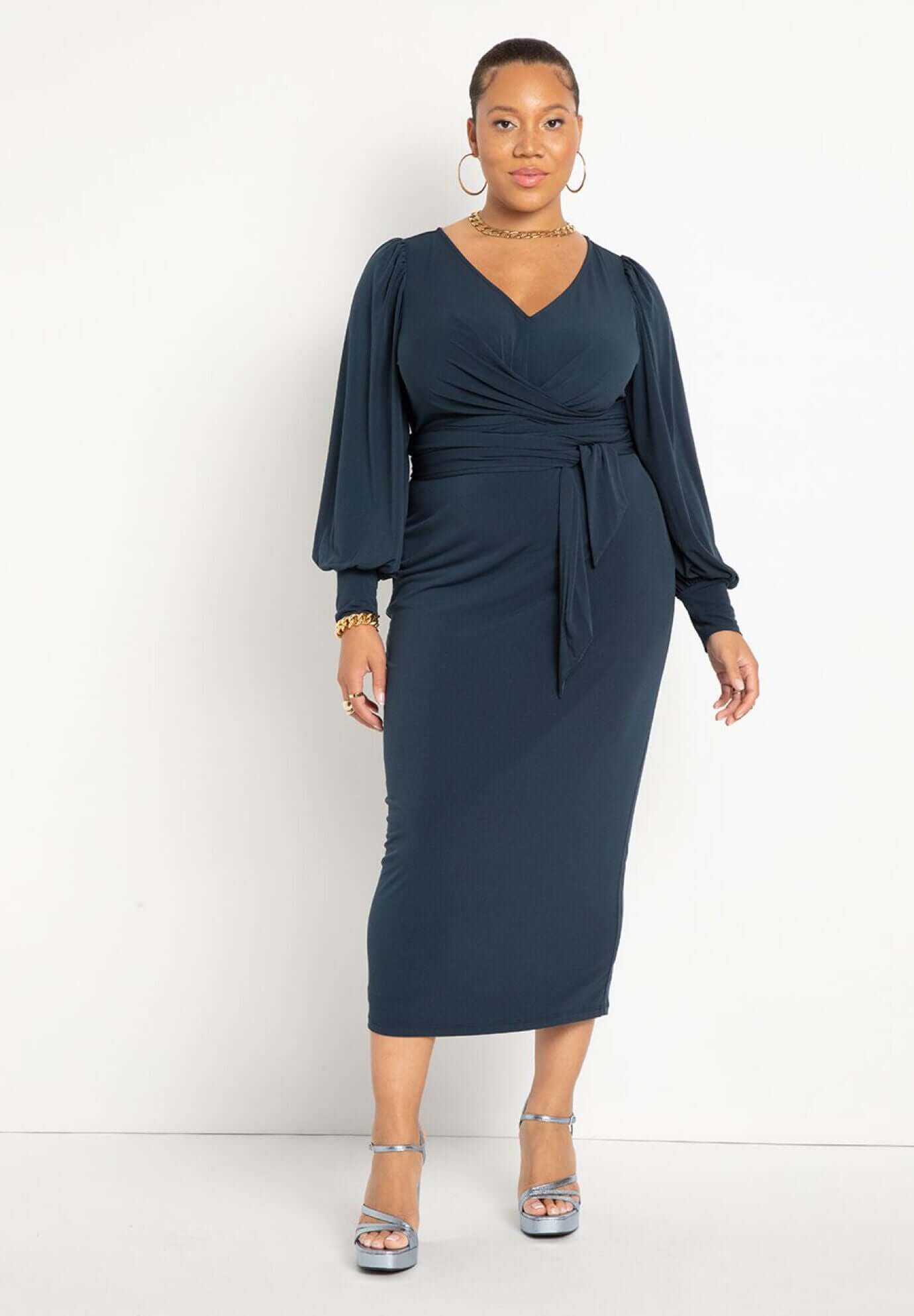 Cross Front Midi Dress﻿