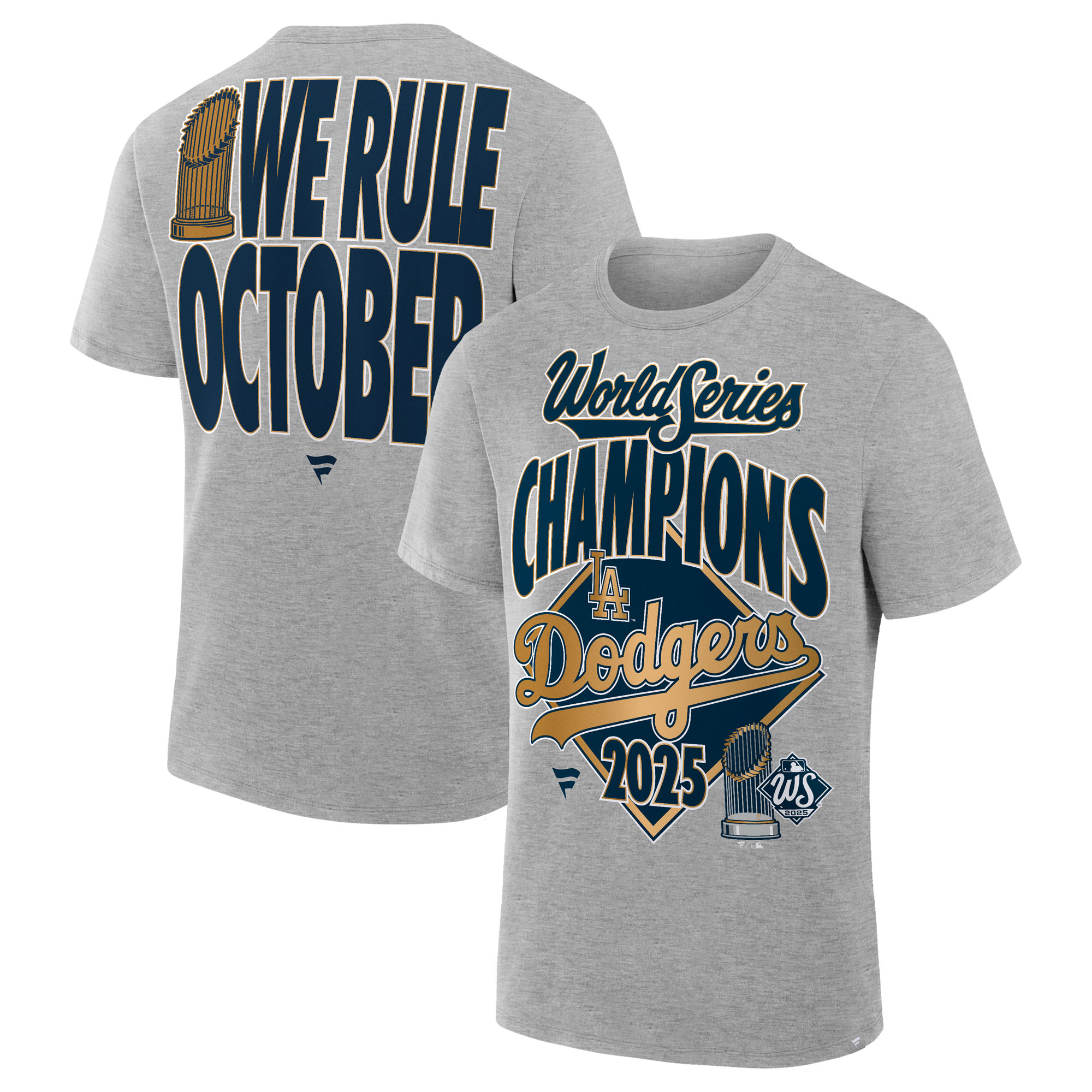 Los Angeles Dodgers Fanatics 2025 World Series Champions Locker Room Authentic T-Shirt - Steel