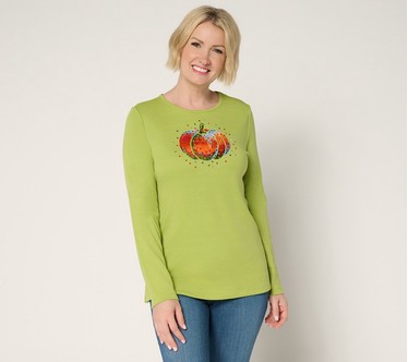 Quacker Factory Fall Kaleidoscope Long Sleeve Top