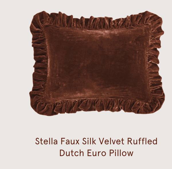 Stella Faux Silk Velvet Ruffled Dutch Euro Pillow