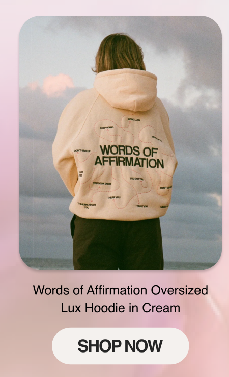 Words of Affirmation Oversized Lux Hoodie in Cream